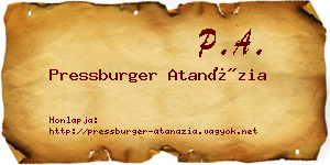 Pressburger Atanázia névjegykártya